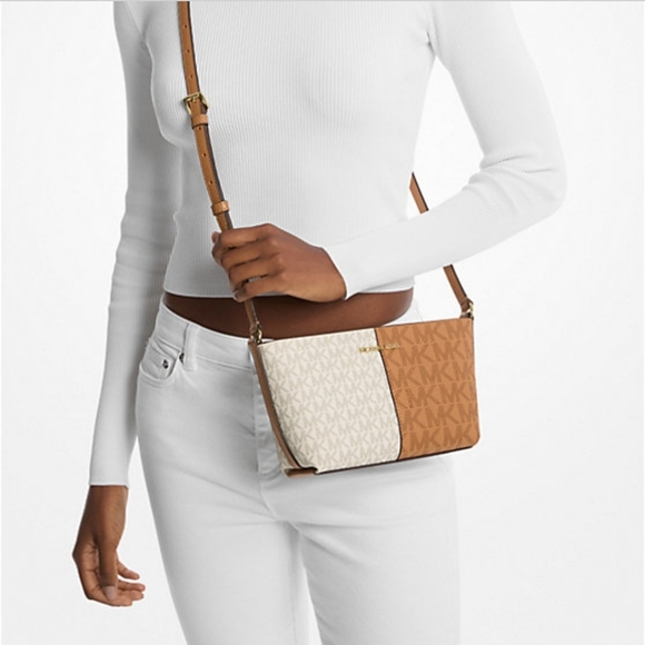 Michael Kors Jet Set Small Two-Tone Logo Crossbody Bag - Picture 1 of 8